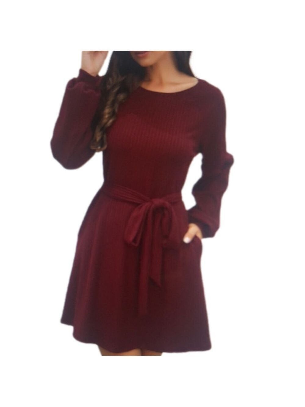 Ribbed Knit A-Line Swing Dress Size Medium